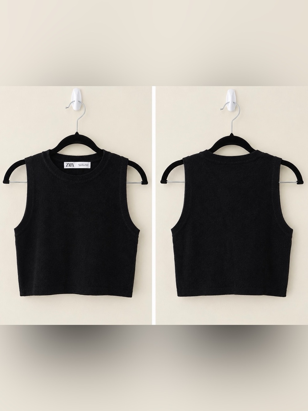 Zara Black Knit Tank Top Size Small Thick Sweater Crop Top